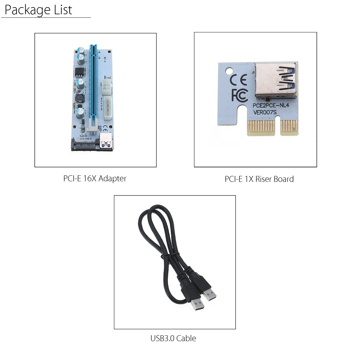 USB30-PCI-E-1x-To-16x-SATA-4P6P-Extender-Riser-Card-Adapter-Power-Cable-Miner-1206818