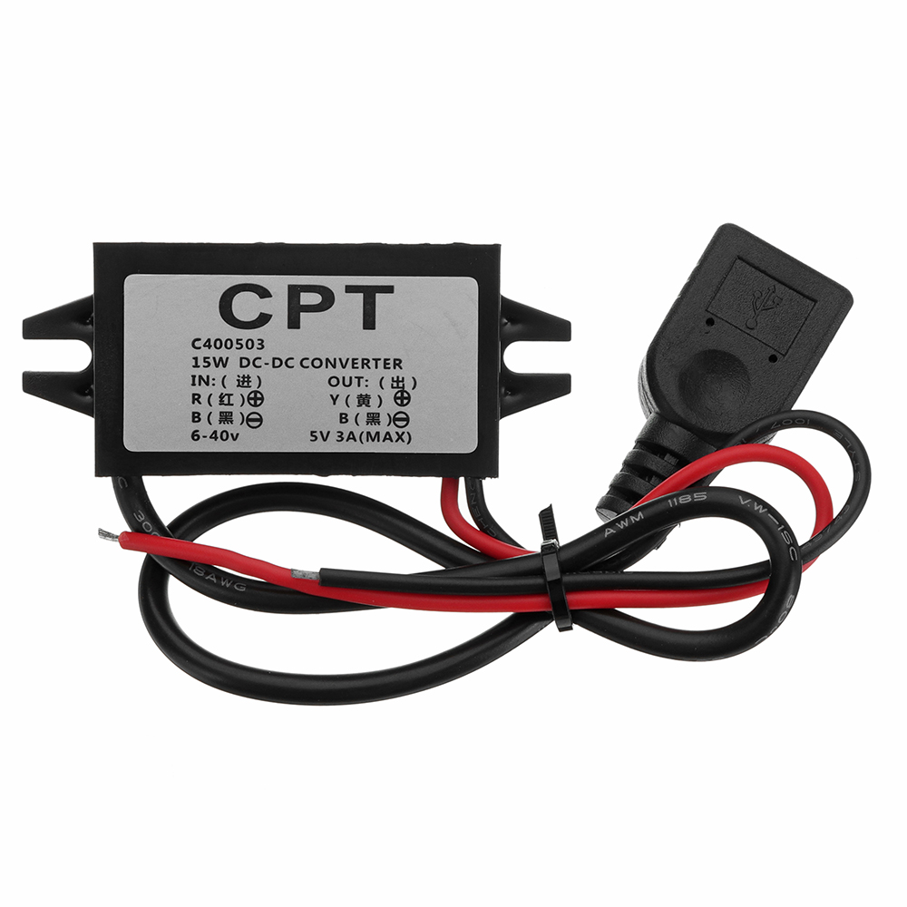 6-40V к USB 5V/3A DC конвертер CPT автомобиль для Raspberry Pi/мобильный  телефон/навигатор/регистратор вождения