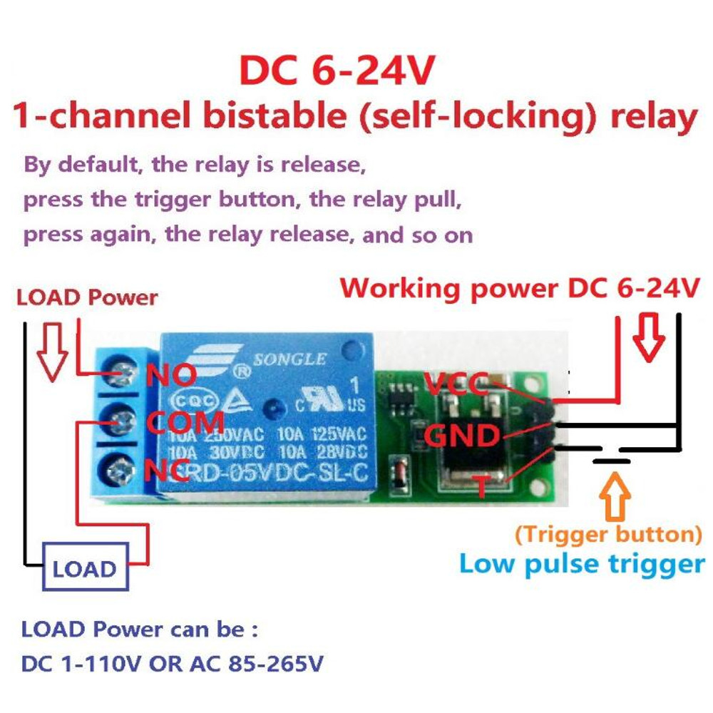 1CH-Channel-DC-12V-60-70MA-Self-locking-Relay-Module-Trigger-Latch-Relay-Module-Bistable-1536040