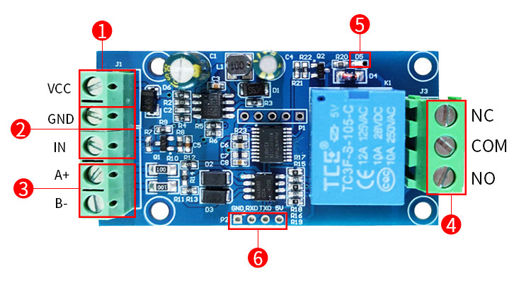 5pcs Modbus Rtu 7 24v Relay Module Rs485ttl 1 Way Input And Output