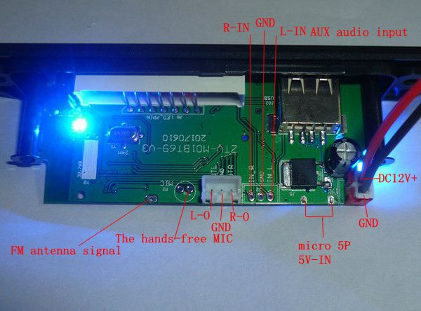 M01BT69 12V bluetooth inalámbrico MP3 WMA placa decodificadora módulo de  Audio USB TF Radio para coche