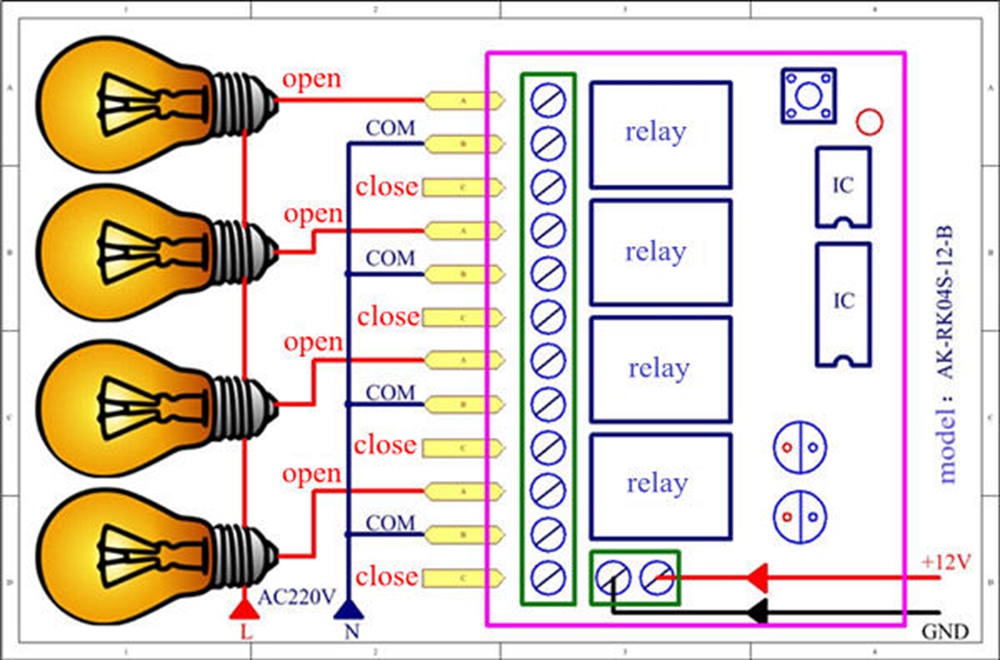 Commutateur de télécommande sans fil 12VDC, 4 voies 433MHZ, module de  récepteur de relais RF 4NO + 4NC, contrôleur (12V), ✓ Meilleur prix au  Maroc et ailleurs