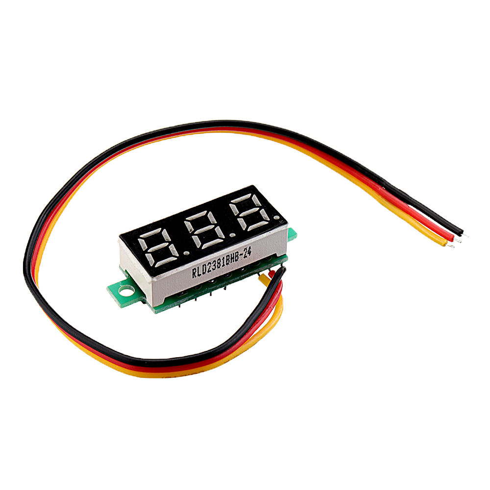 Voltímetro digital, medidor de voltaje de pantalla LED de 0.28 pulgadas,  dos cables CC, 3.0-30 V, medidor de voltaje impermeable para medir el  voltaje