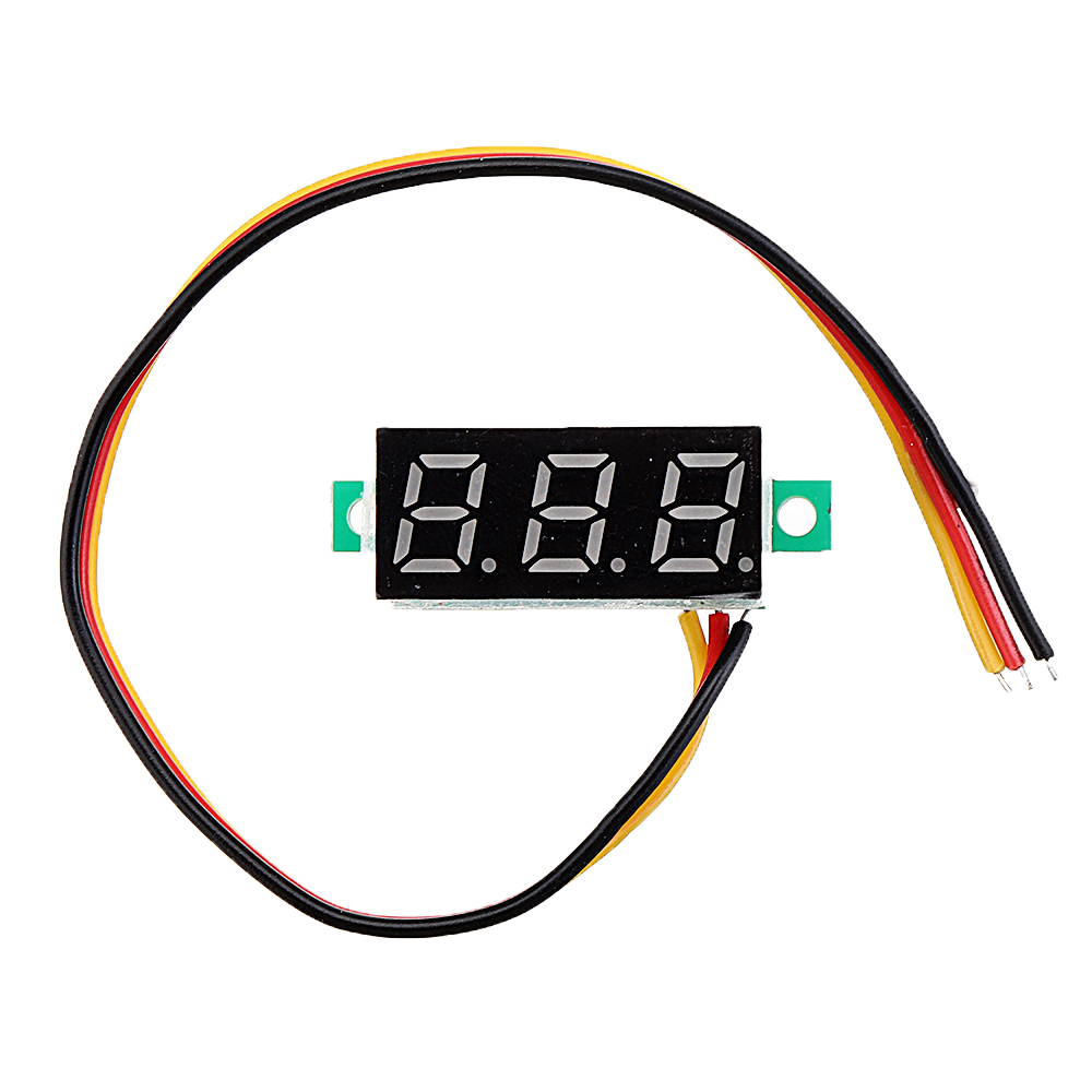 Voltímetro digital, medidor de voltaje de pantalla LED de 0.28 pulgadas,  dos cables CC, 3.0-30 V, medidor de voltaje impermeable para medir el  voltaje